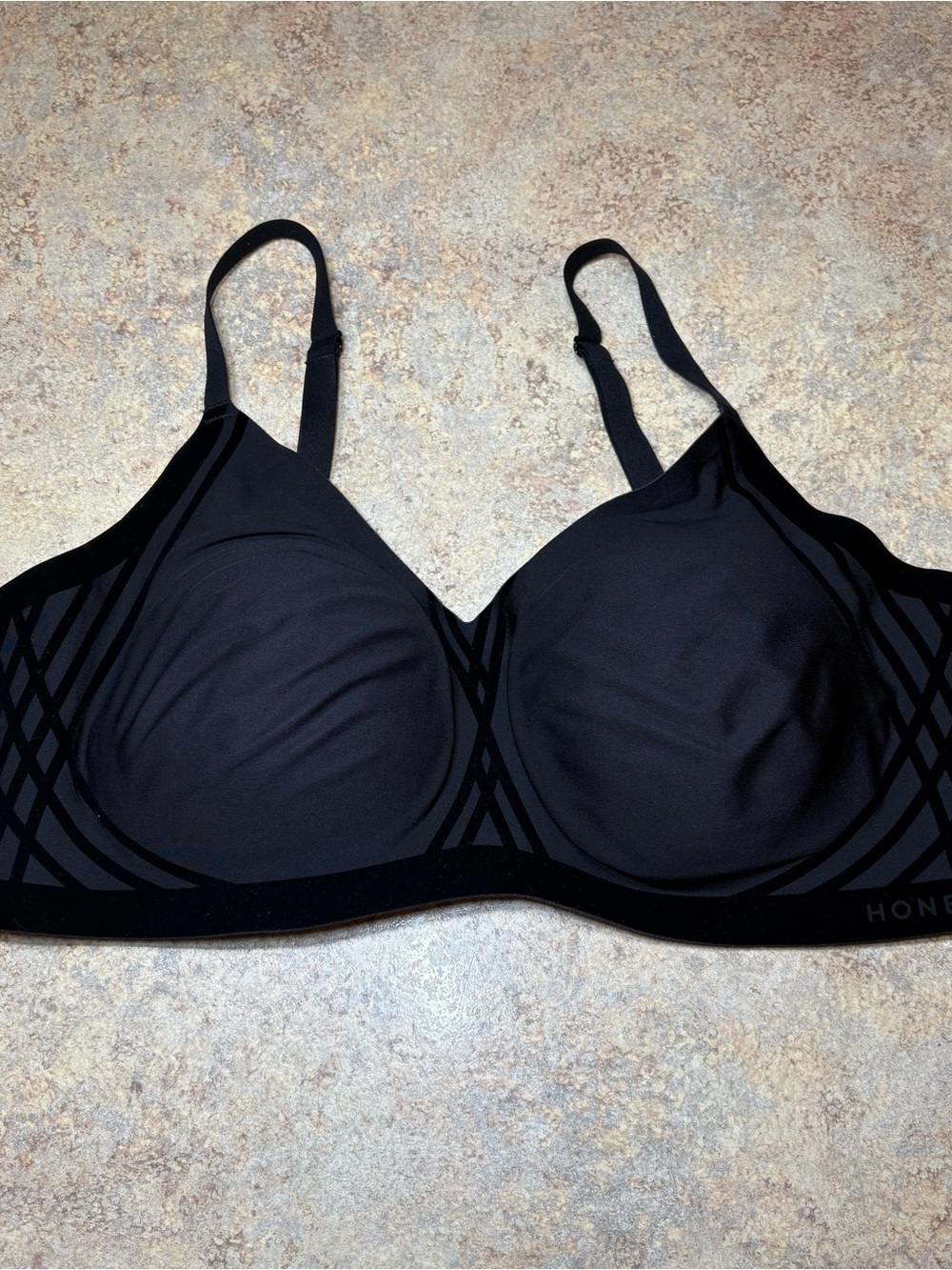 Honeylove Silhouette Wireless Bra 2X Vamp Black Velvet Mesh Lift Shapewear